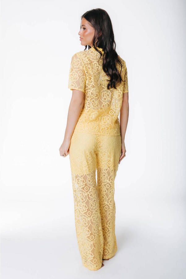 Colourful Rebel kanten wide leg regular waist pantalon geel - Foto 2