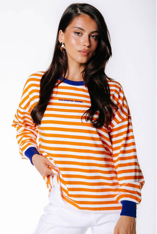 Colourful Rebel katoenen sweater met backprint oranje