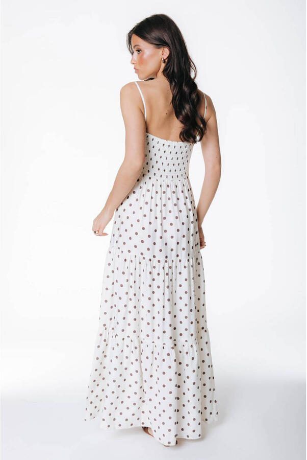 Colourful Rebel maxi jurk met stippen ecru - Foto 2