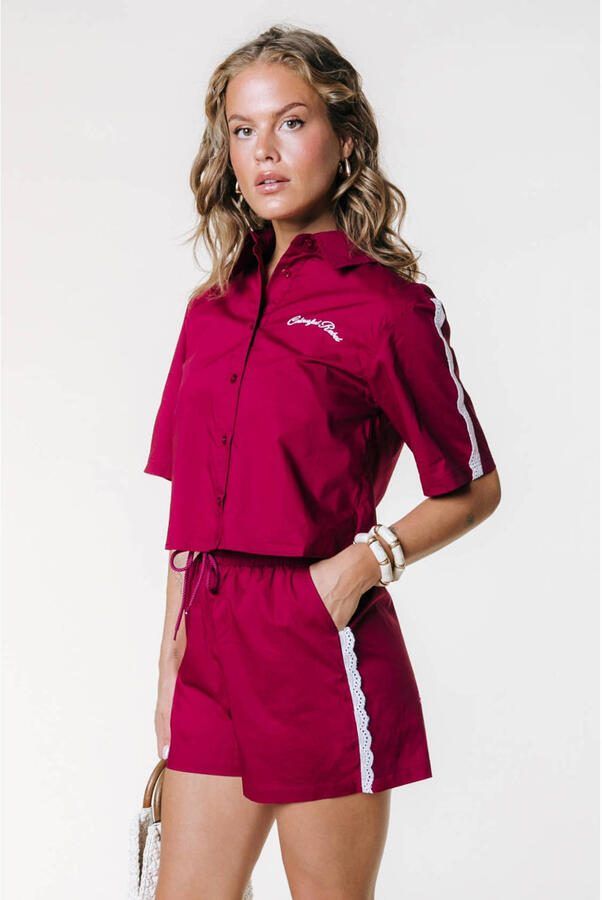 Colourful Rebel regular waist casual short broderie rood