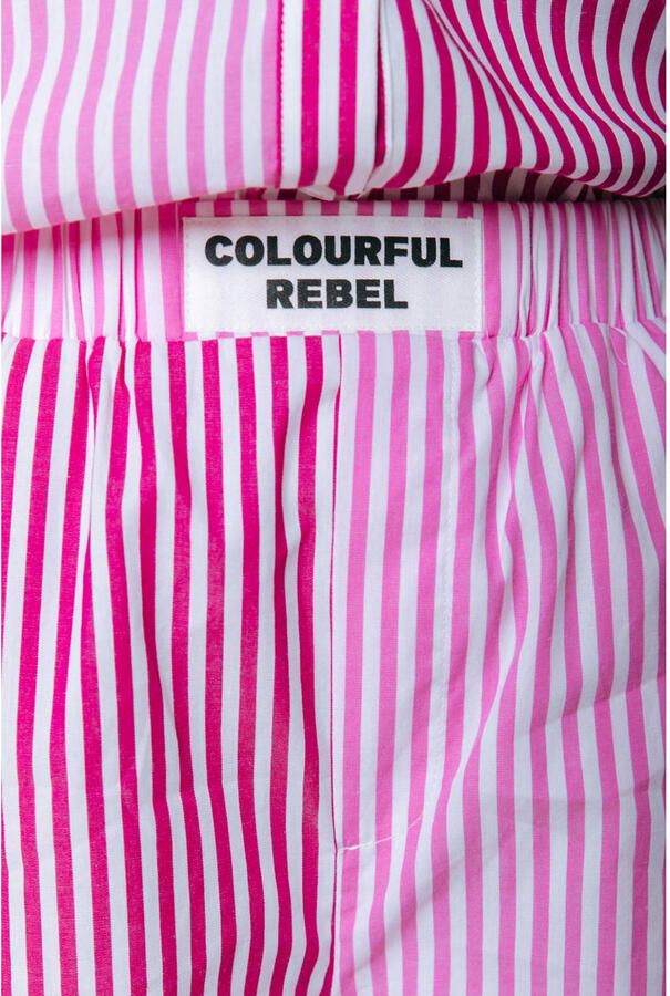 Colourful Rebel regular waist gestreepte casual short roze - Foto 3