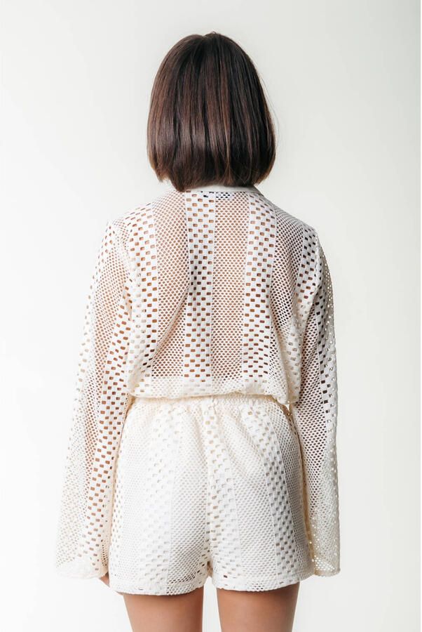 Colourful Rebel straight high waist casual short ecru crochet - Foto 6