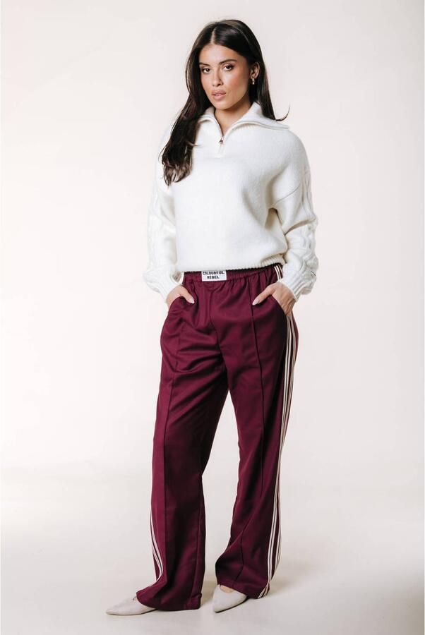 Colourful Rebel straight leg casual broek wijnrood