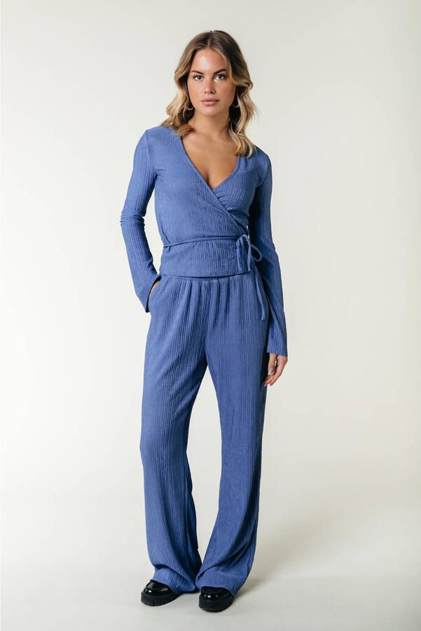 COLOURFUL REBEL Dames Broeken Melody Structure Straight Pants Blauw - Foto 6