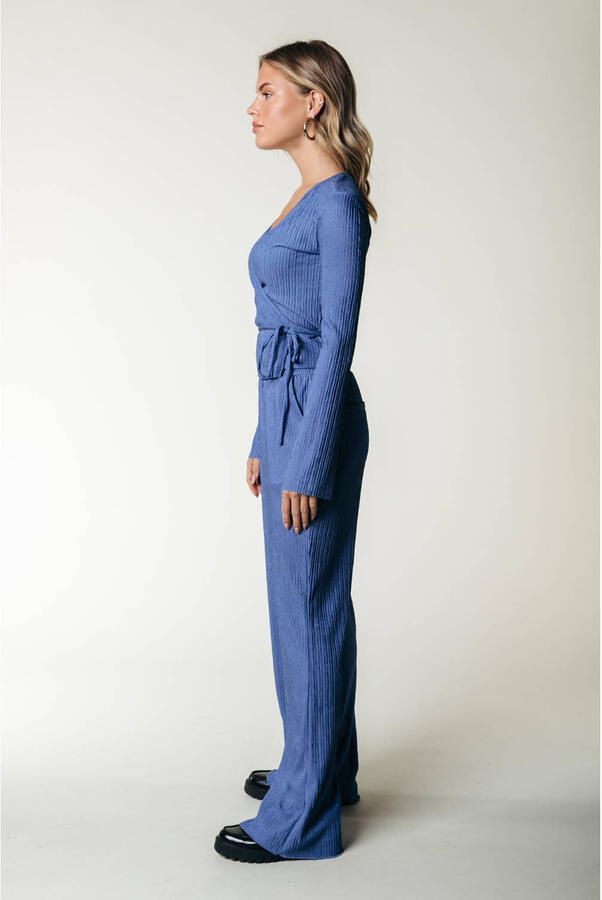 COLOURFUL REBEL Dames Broeken Melody Structure Straight Pants Blauw - Foto 5