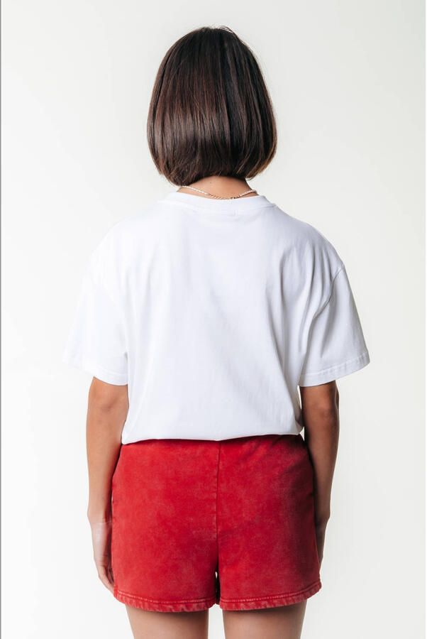 COLOURFUL REBEL Dames Broeken Uni Logo Acid Wash Sweat Short Rood - Foto 6