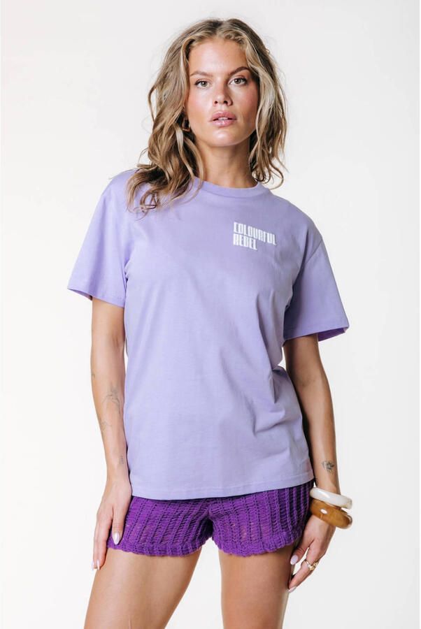 Colourful Rebel T-shirt met backprint lavendel