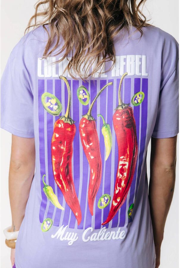 Colourful Rebel T-shirt met backprint lavendel - Foto 2