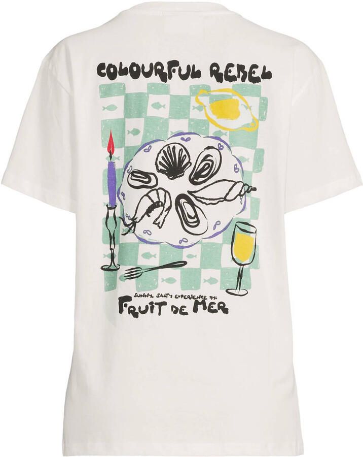 Colourful Rebel T-shirt met backprint wit - Foto 3