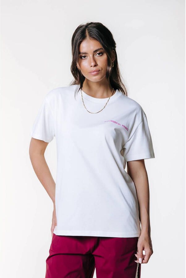 Colourful Rebel T-shirt met backprint wit