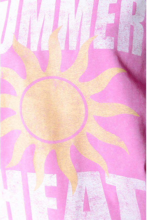 Colourful Rebel T-shirt met print roze - Foto 2