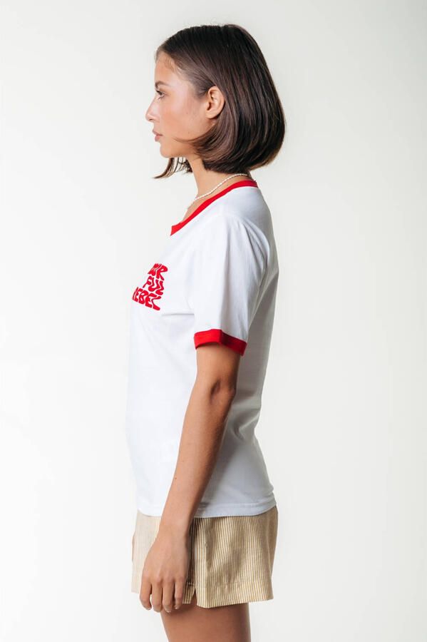 COLOURFUL REBEL Dames Tops & T-shirts Logo Wave Ringer Boxy Tee Rood - Foto 6