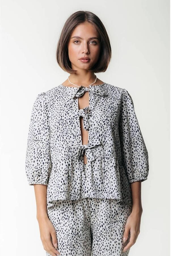COLOURFUL REBEL Dames Tops & T-shirts Lina Cheetah Bow Top Beige - Foto 7
