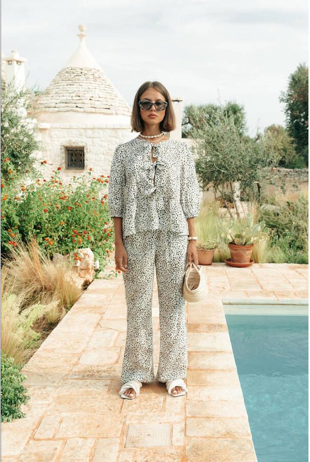 COLOURFUL REBEL Dames Tops & T-shirts Lina Cheetah Bow Top Beige - Foto 5