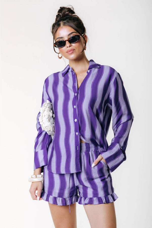 Colourful Rebel viscose gestreepte blouse lavendel