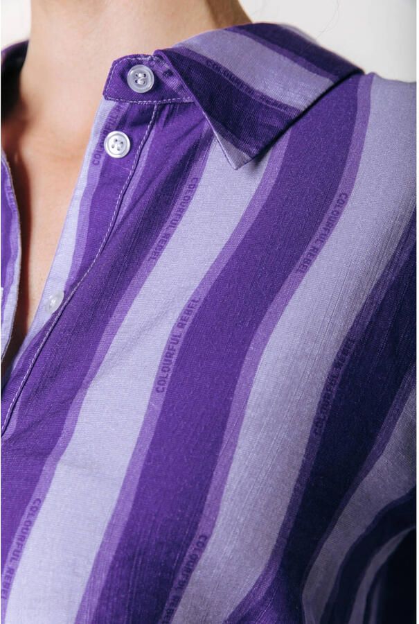 Colourful Rebel viscose gestreepte blouse lavendel - Foto 2
