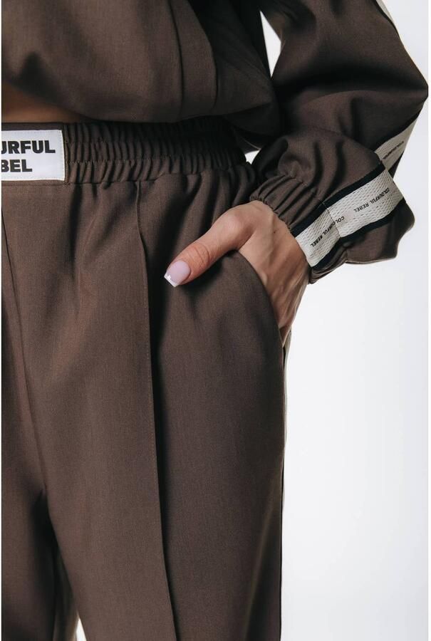 Colourful Rebel wide leg broek met patches bruin - Foto 2