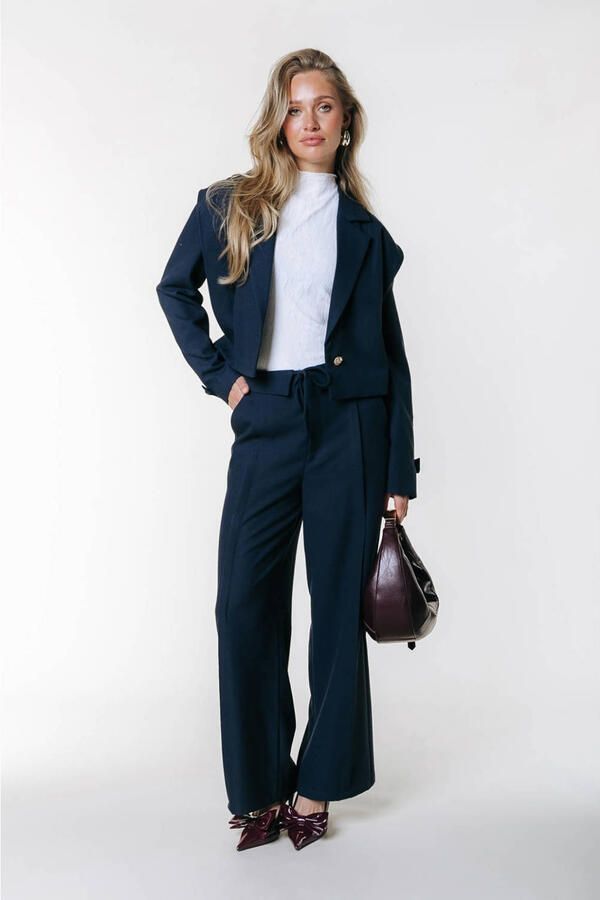 Colourful Rebel wide leg regular waist broek blauw
