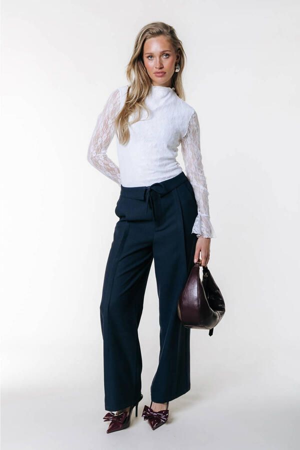 Colourful Rebel wide leg regular waist broek blauw - Foto 3