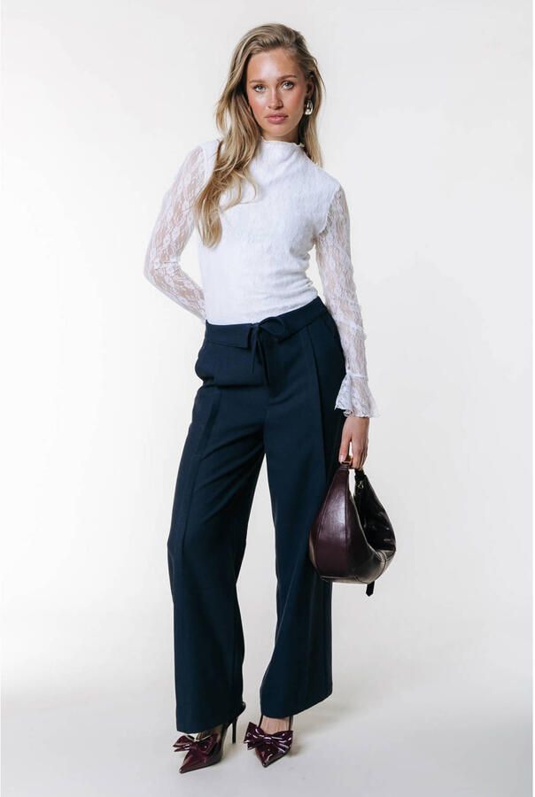 Colourful Rebel wide leg regular waist broek blauw