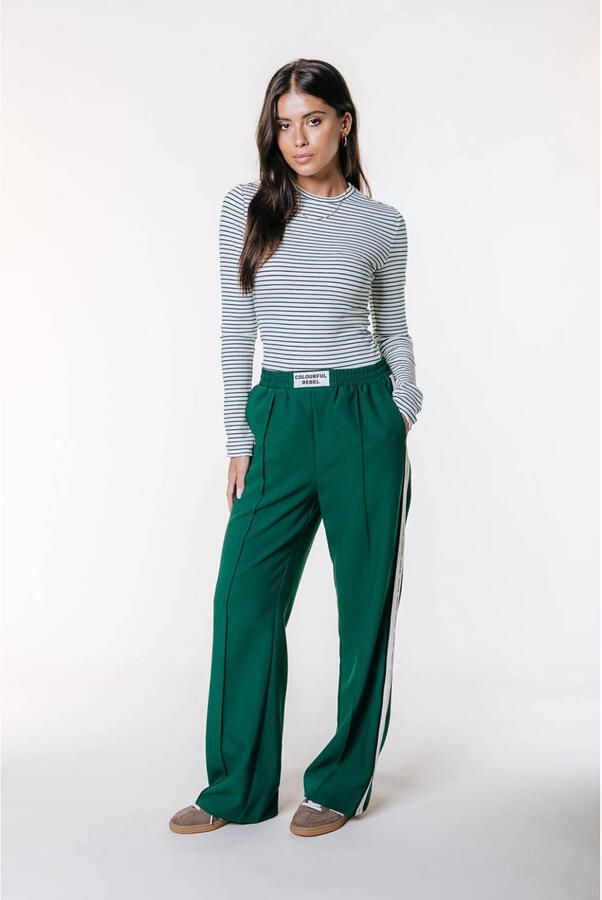 Colourful Rebel wide leg regular waist broek groen