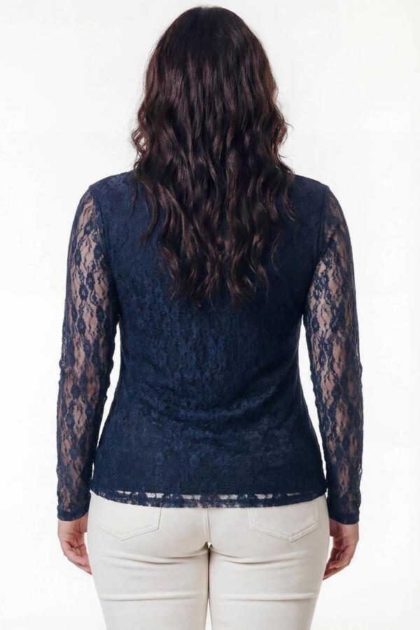 Colourful Rebel Curve gebloemde top met col donkerblauw - Foto 3
