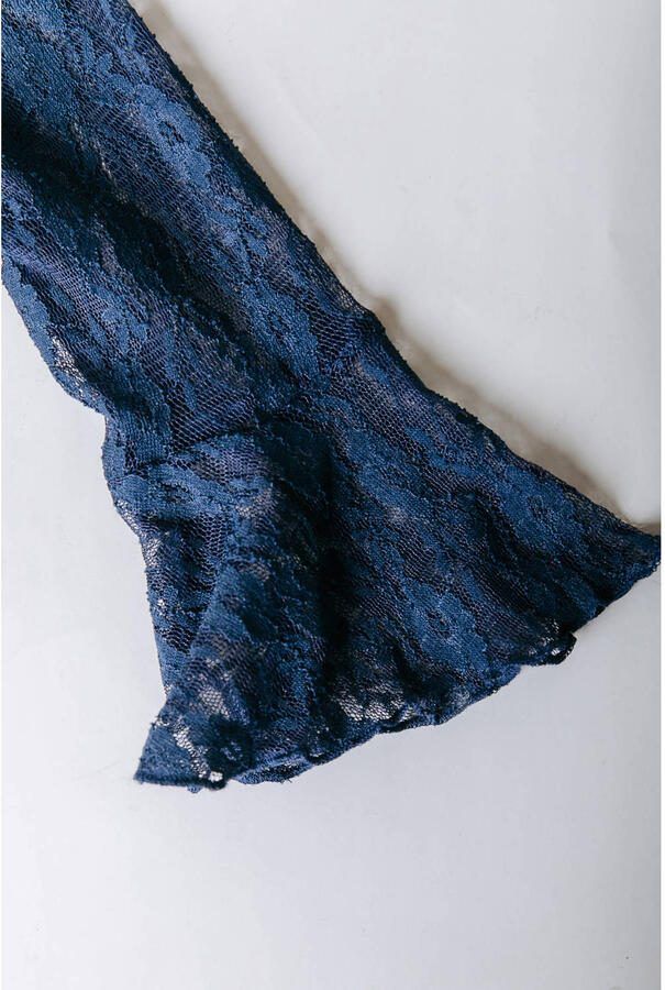Colourful Rebel Curve gebloemde top met col donkerblauw - Foto 2
