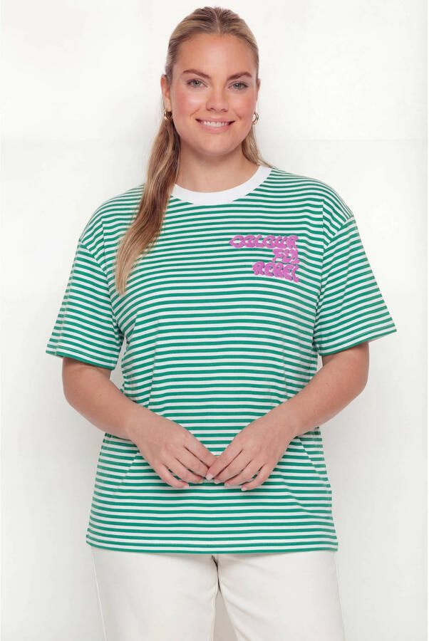 Colourful Rebel Curve gestreept T-shirt groen