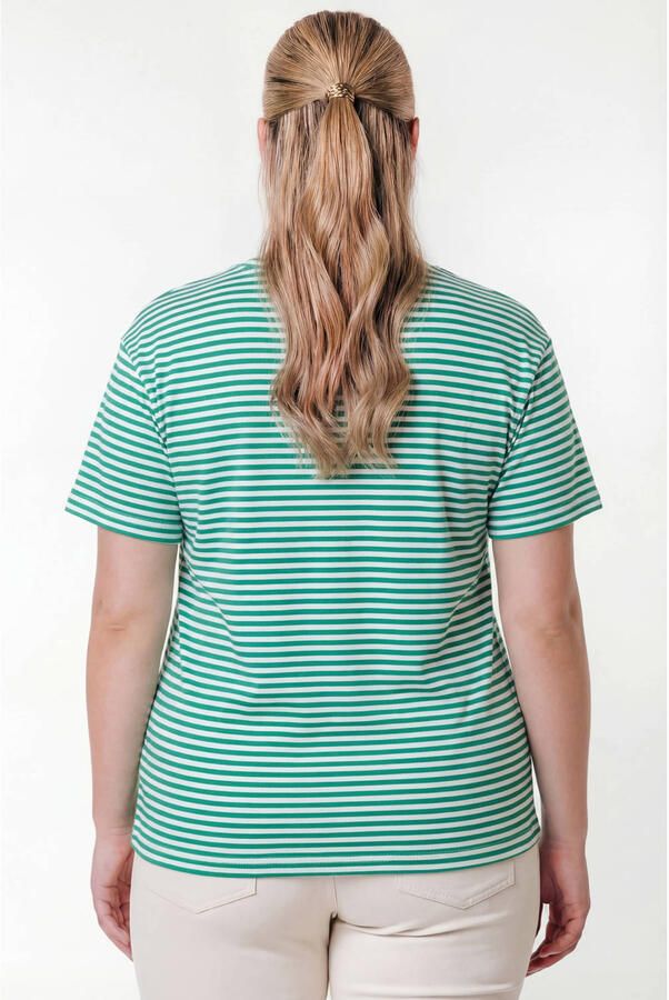 Colourful Rebel Curve gestreept T-shirt groen - Foto 3