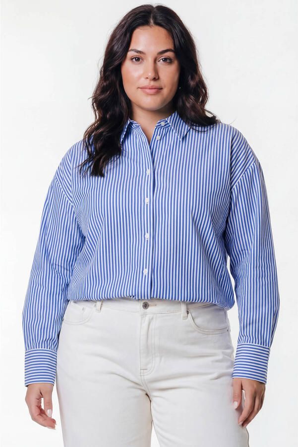 Colourful Rebel Curve gestreepte blouse blauw