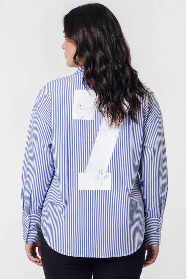 Colourful Rebel Curve gestreepte blouse blauw - Foto 3