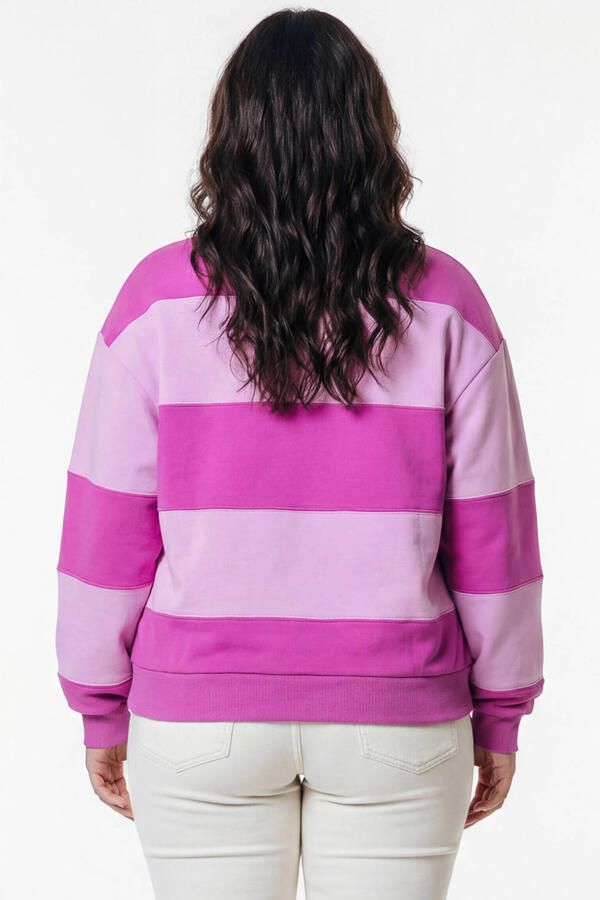 Colourful Rebel Curve gestreepte sweater roze - Foto 3