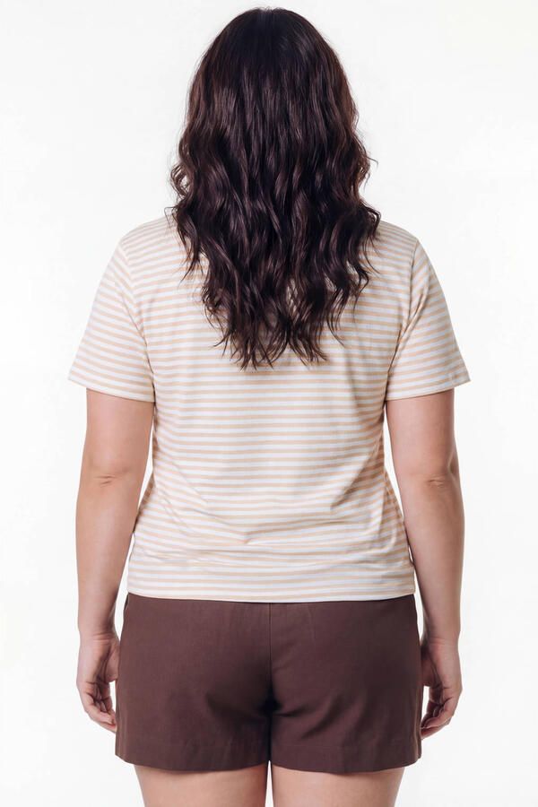 Colourful Rebel Curve gestreepte T-shirt Plus Size lichtgeel - Foto 3