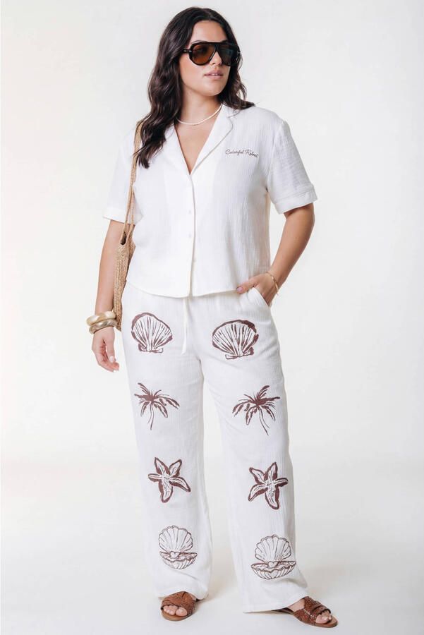 Colourful Rebel straight regular waist pantalon crochet ecru
