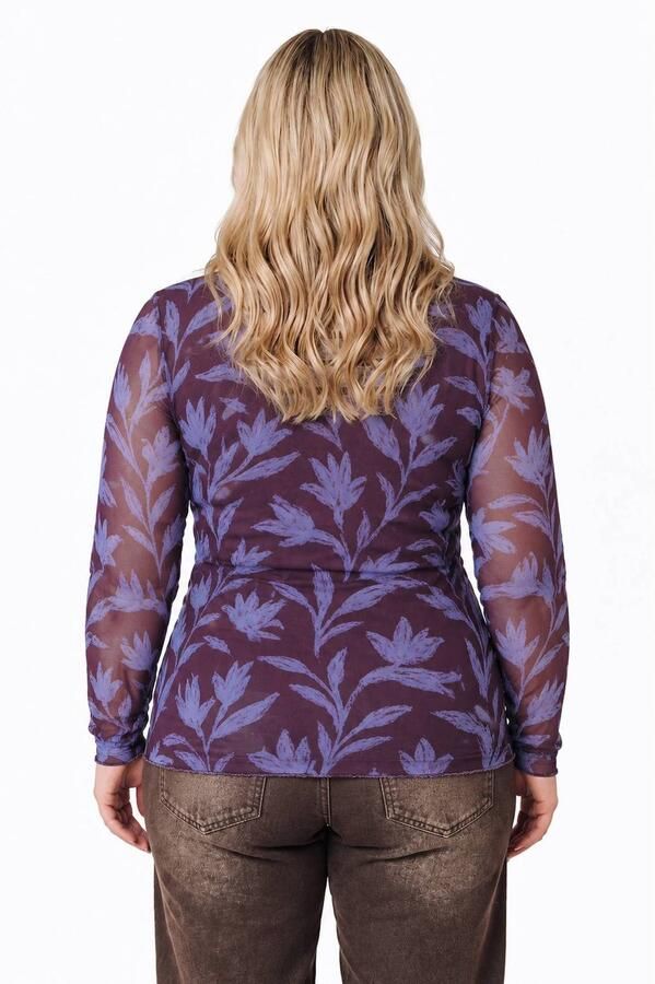 Colourful Rebel Curve Plus Size gebloemde top donkerpaars - Foto 3
