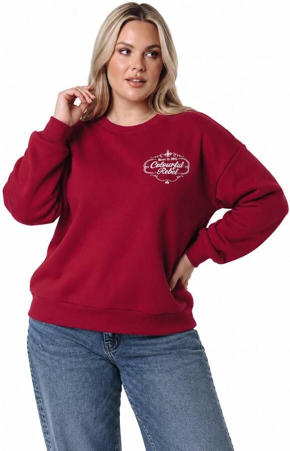 Colourful Rebel Curve Plus Size sweater met tekst rood - Foto 2
