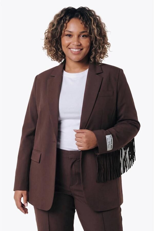 Colourful Rebel Curve regular fit blazer donkerbruin