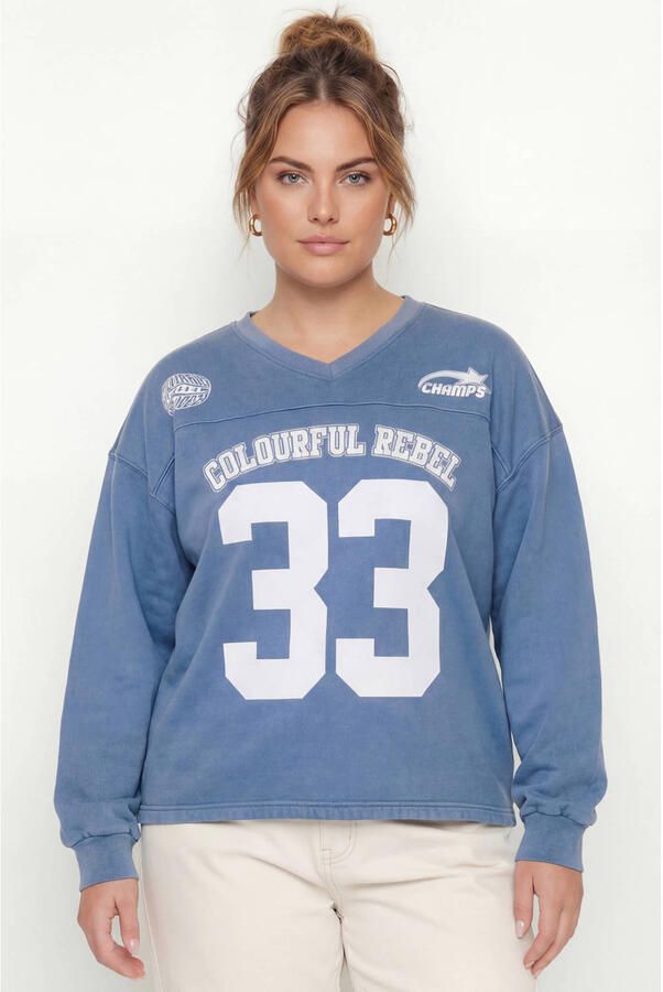 Colourful Rebel Curve sweater blauw