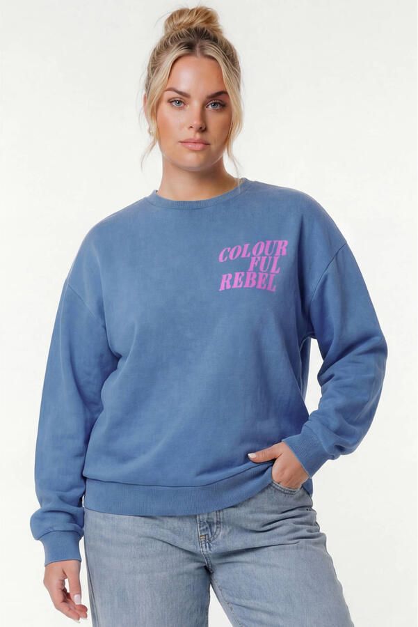 Colourful Rebel Curve sweater blauw