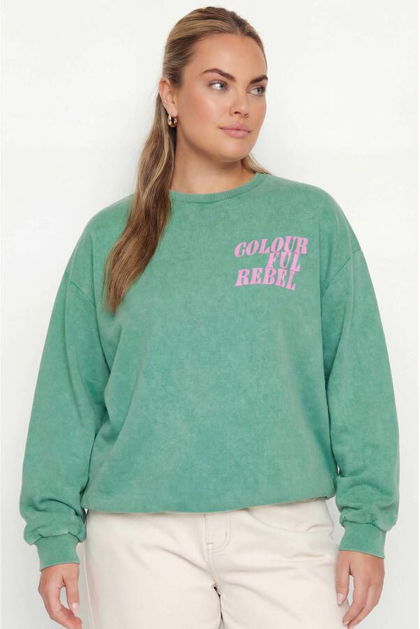 Colourful Rebel Curve sweater groen