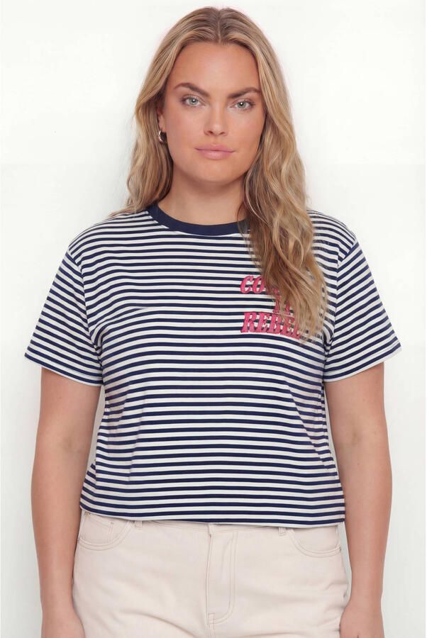 Colourful Rebel Curve T-shirt blauw