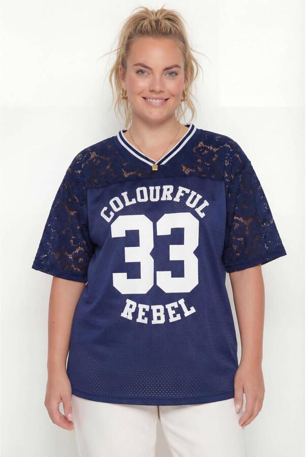 Colourful Rebel Curve T-shirt blauw