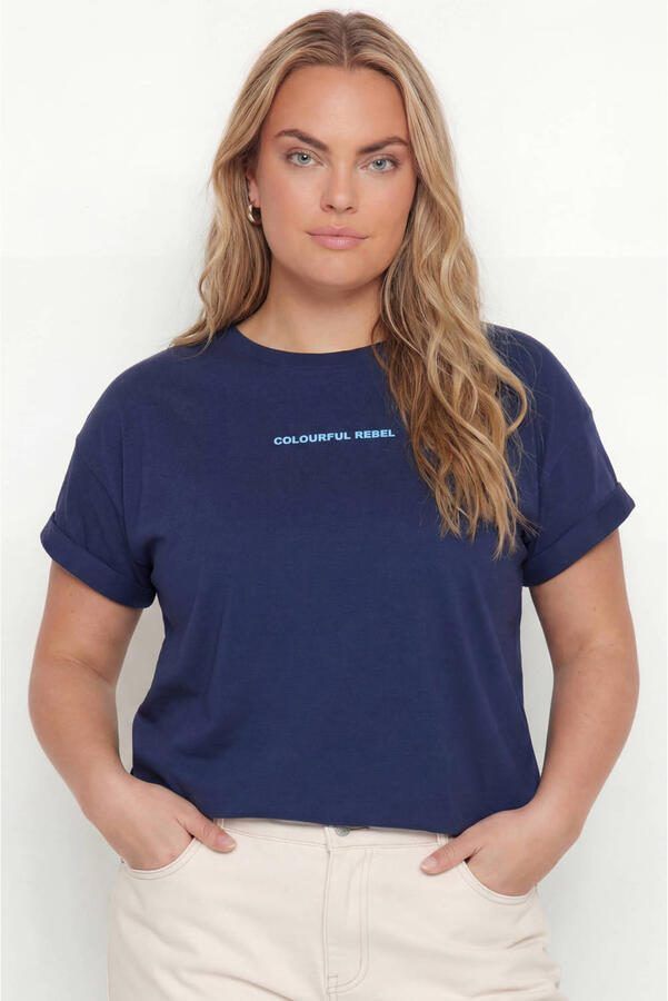 Colourful Rebel Curve T-shirt donkerblauw