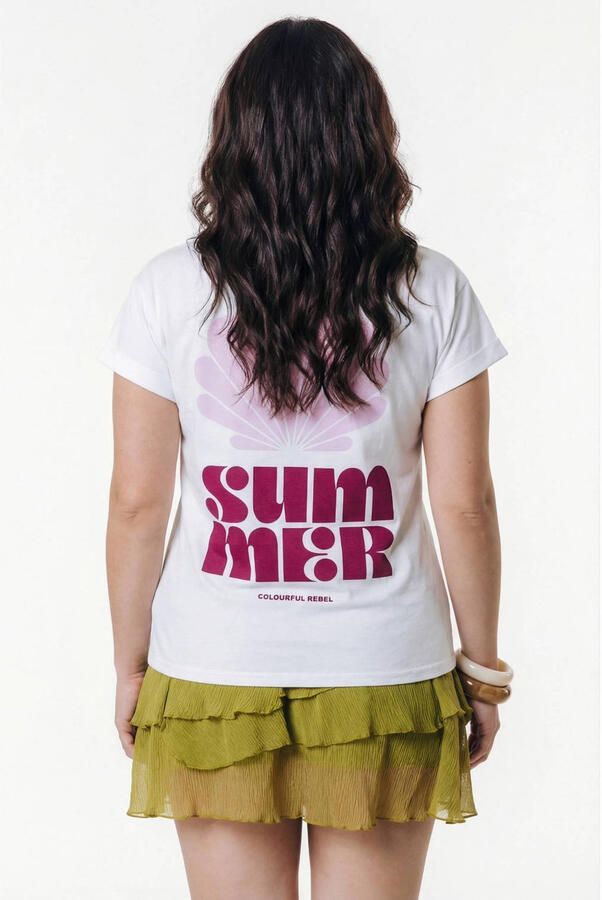 Colourful Rebel Curve T-shirt Plus Size met backprint wit - Foto 3