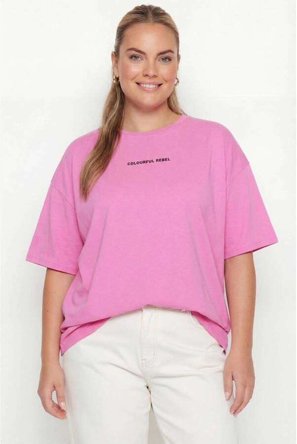 Colourful Rebel Curve T-shirt roze