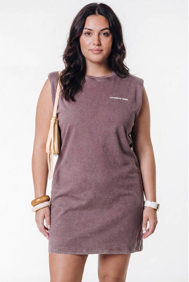 Colourful Rebel Curve T-shirtjurk Plus Size met print bruin