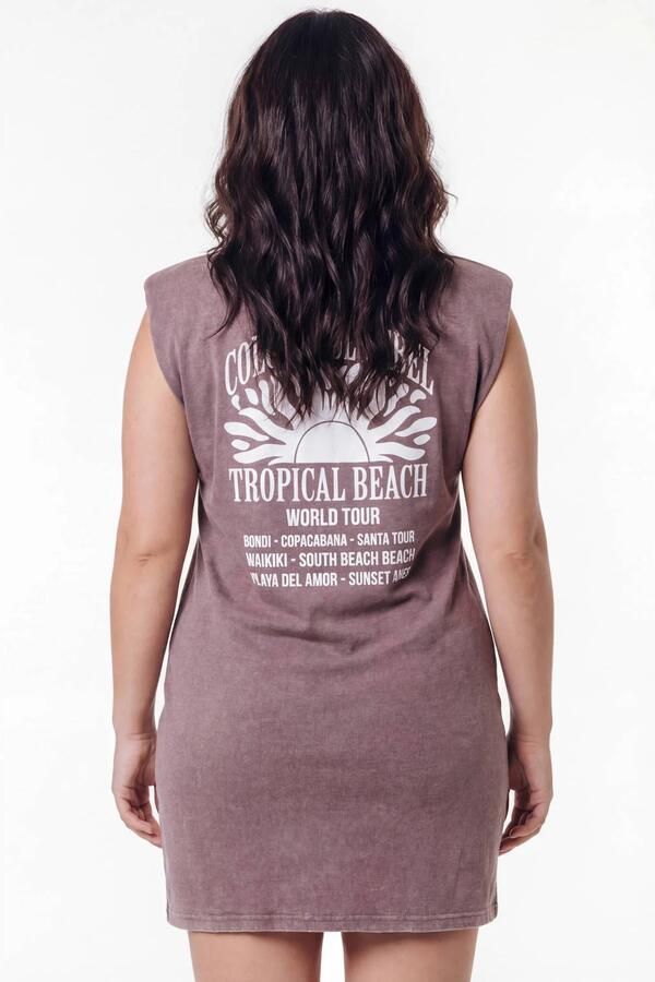 Colourful Rebel Curve T-shirtjurk Plus Size met print bruin - Foto 3