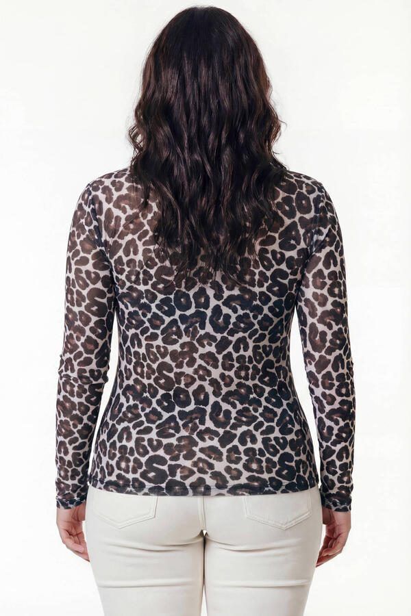 Colourful Rebel Curve top met col met dierenprint bruin - Foto 2