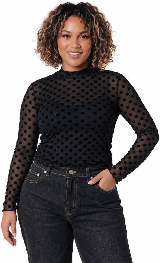 Colourful Rebel Curve top met stippen zwart