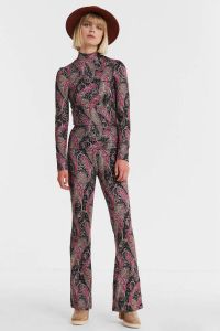 Colourful Rebel flared broek met paisleyprint en textuur oudroze